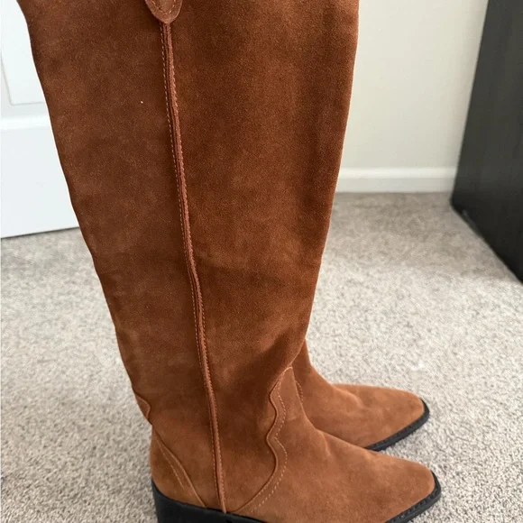 Brown Suede Knee-High Boots - Picture 2 of 3